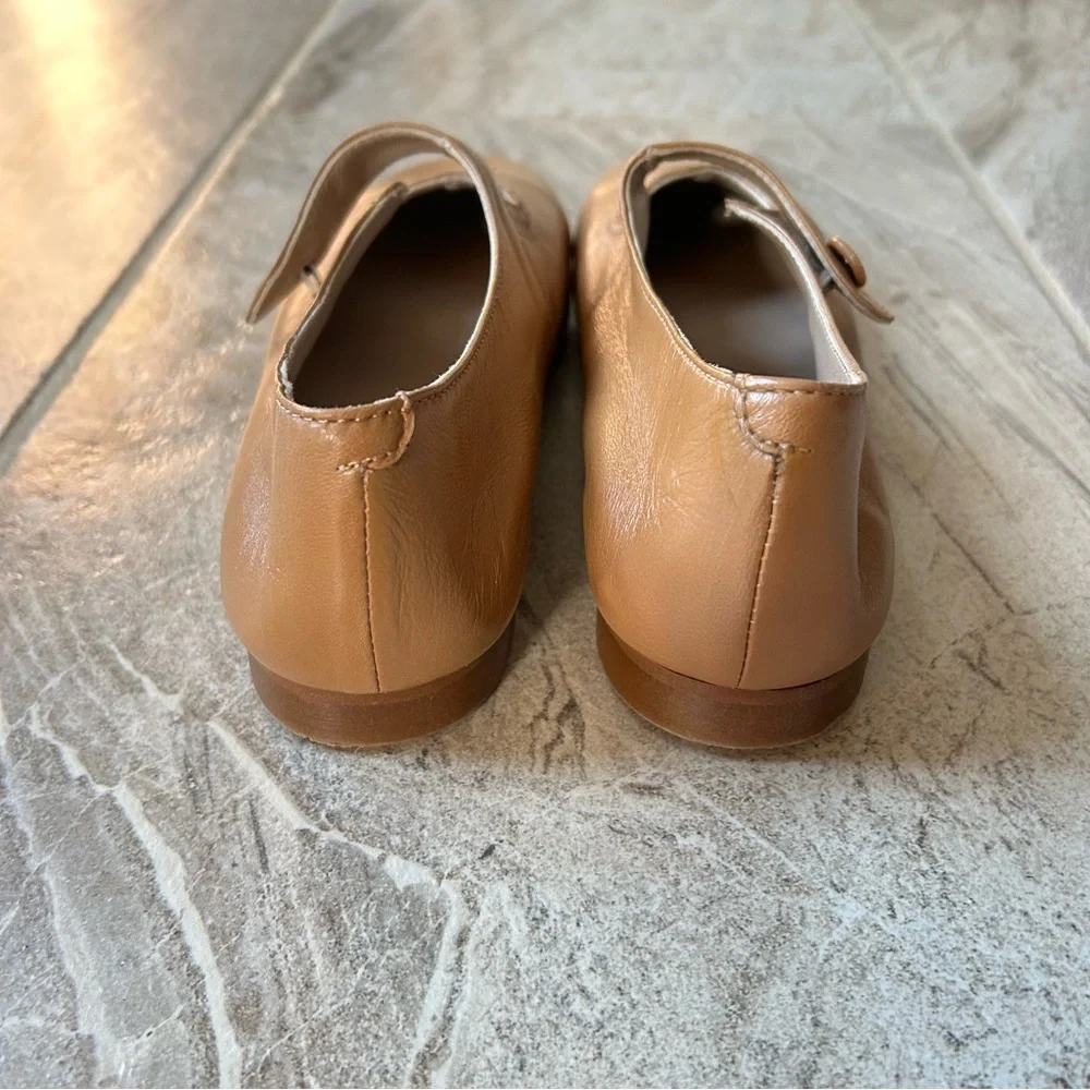 Papanatas Leather Camel Old School Mary Janes, Big Girls Size 38 EU Or 7 US